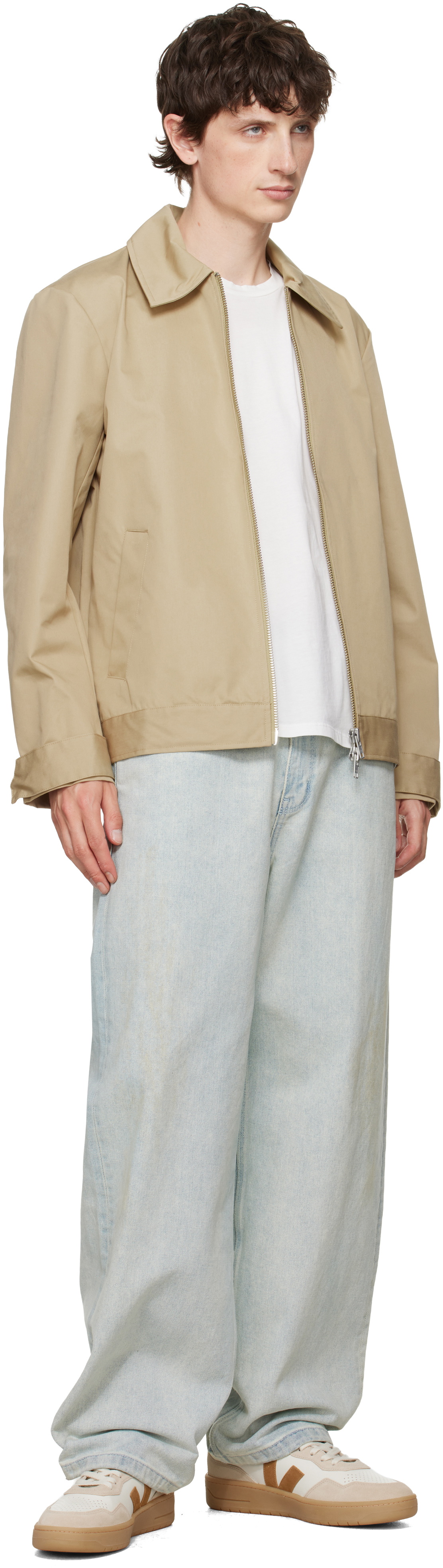 VEJA Off-White & Tan V-90 Leather Sneakers