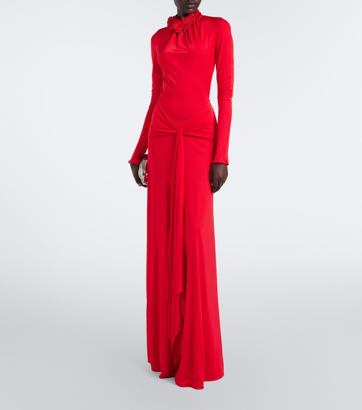 David Koma Draped floral-appliqué gown