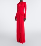 David Koma Draped floral-appliqué gown