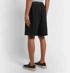 Y-3 - Wide-Leg Shell-Trimmed Loopback Cotton-Jersey Drawstring Shorts - Black