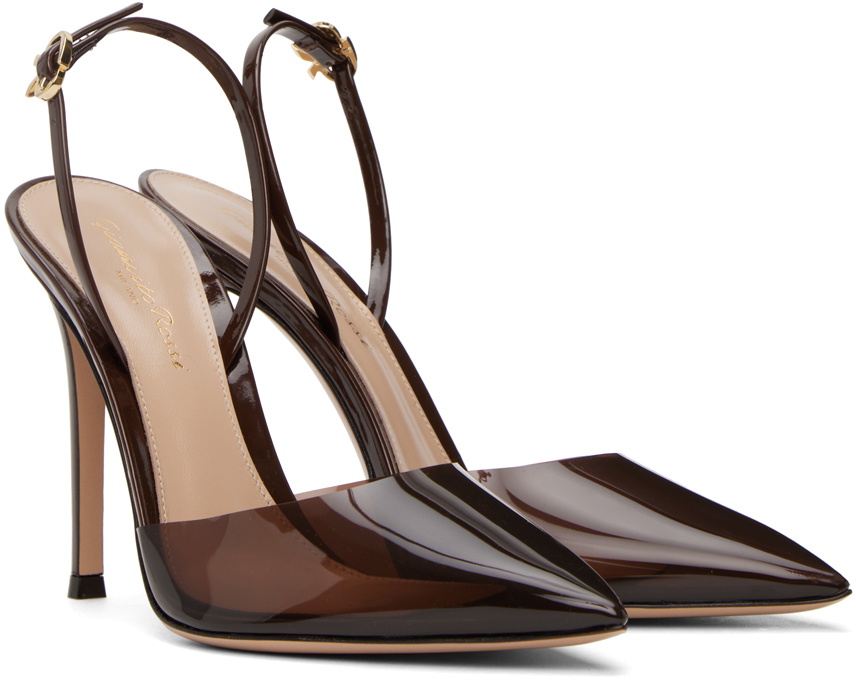 Gianvito Rossi Brown Ribbon D'Orsay Heels