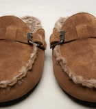 Brunello Cucinelli Shearling-lined suede slippers