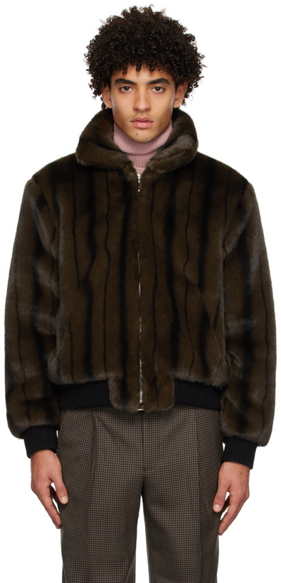 Photo: Ernest W. Baker Brown Zip Faux-Fur Jacket