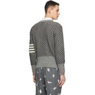 Thom Browne Grey Wool Funmix V-Neck 4-Bar Sweater