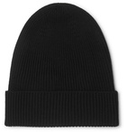 Moncler - Logo-Appliquéd Ribbed Wool Beanie - Black