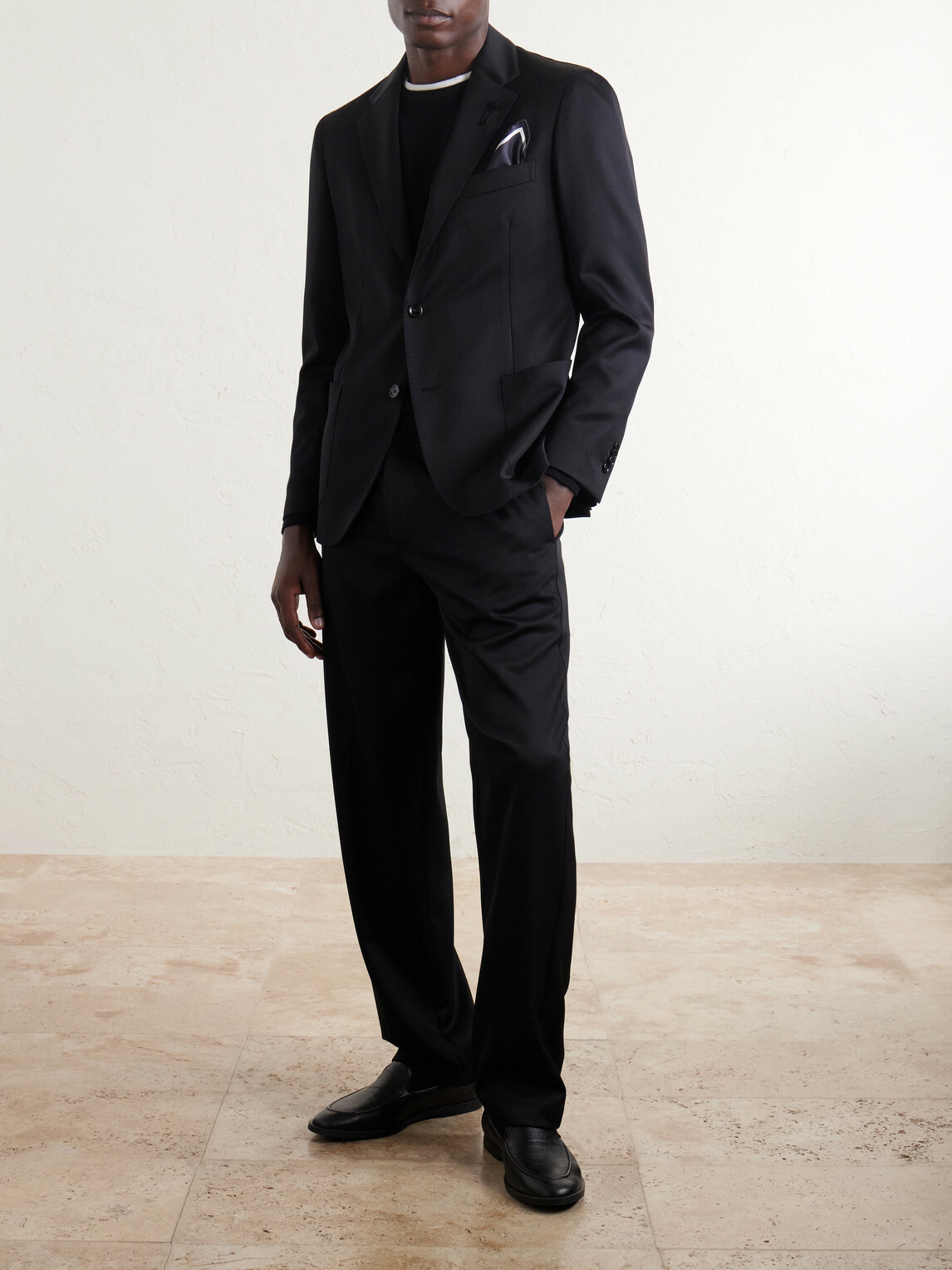 Lardini - Wool-Gabardine Suit Jacket - Black