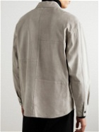 FRAME - Suede Zip-Up Shirt Jacket - Gray