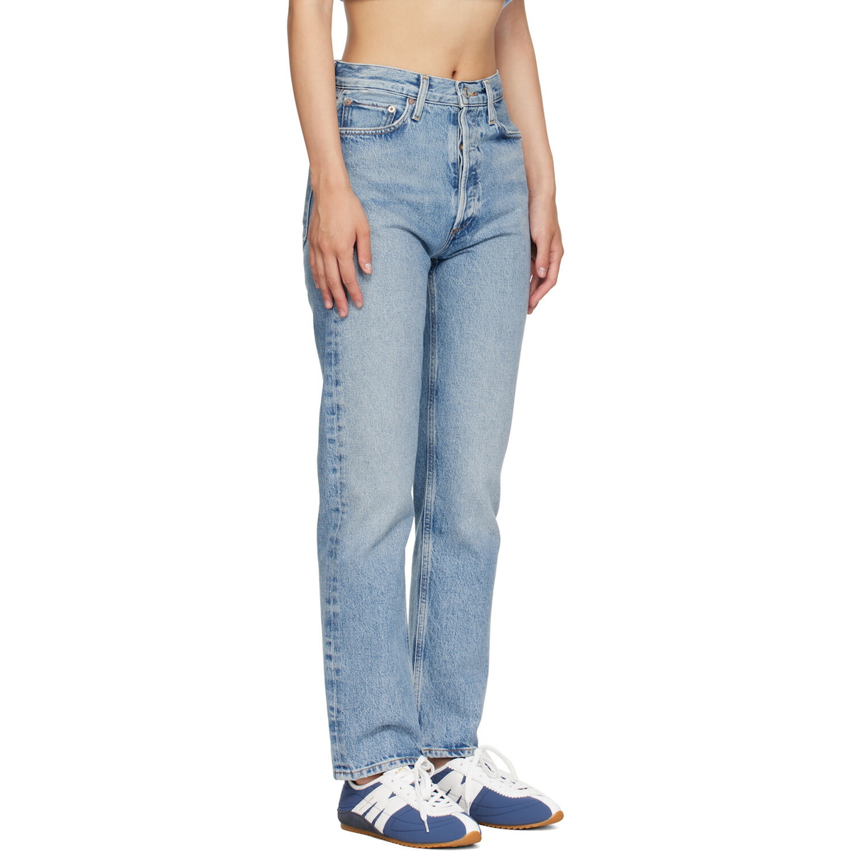 AGOLDE Blue 90's Pinch Waist High Rise Straight Jeans