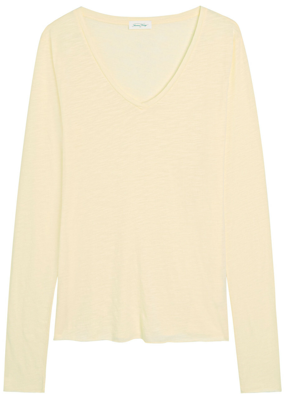 American Vintage Jacksonville Slubbed Cotton-blend top Yellow