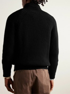 Inis Meáin - Ribbed Merino Wool and Cashmere-Blend Rollneck Sweater - Black