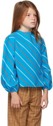 Repose AMS Kids Blue Cloudy Diagonal Stripe Top