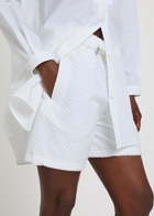 Moncler Logo-appliquéd Embroidered Cotton Shorts White