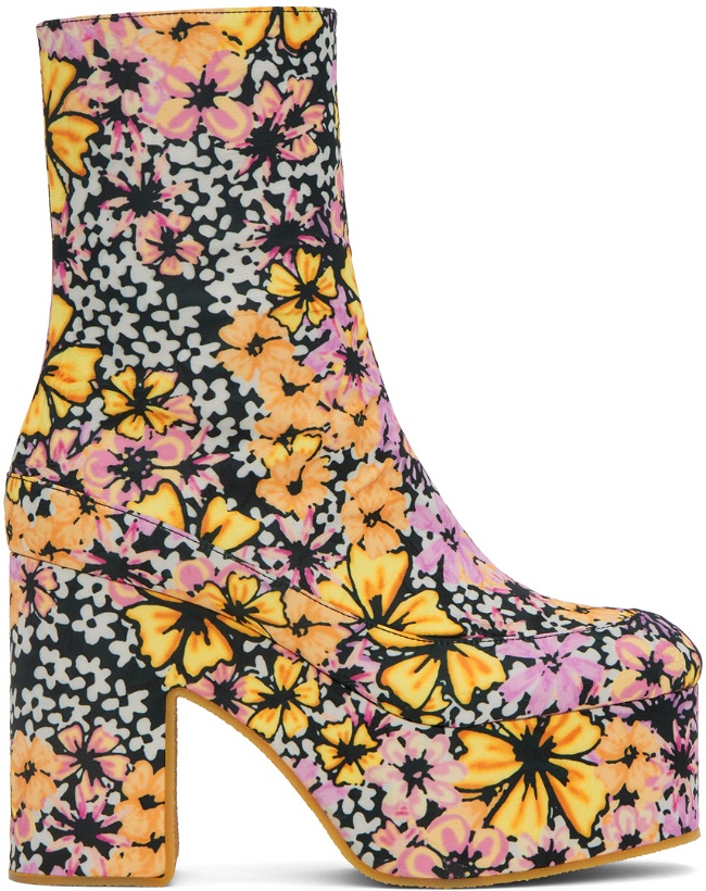 Photo: Dries Van Noten Multicolor Floral Platform Boots