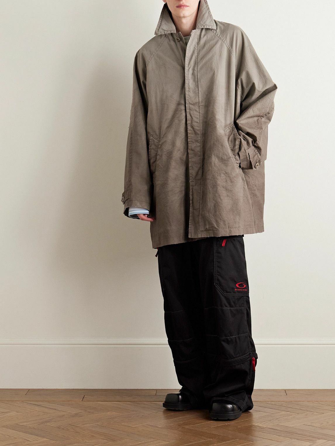 Balenciaga - Oversized Distressed Cotton-Ripstop Car Coat
