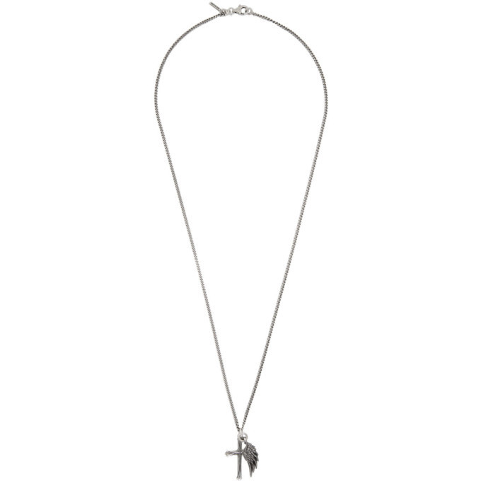 Emanuele Bicocchi Silver Wing and Cross Necklace Emanuele Bicocchi