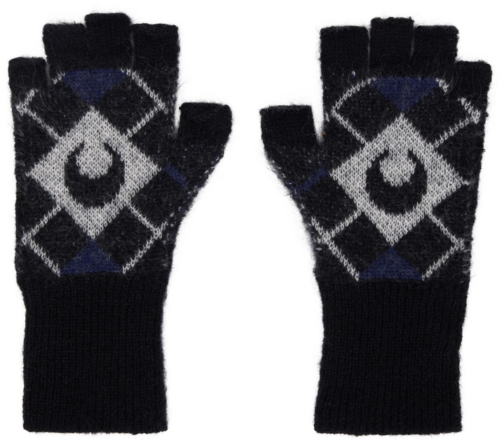 Photo: Marine Serre Black Moon Argyle Knit Fingerless Gloves