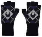 Marine Serre Black Moon Argyle Knit Fingerless Gloves