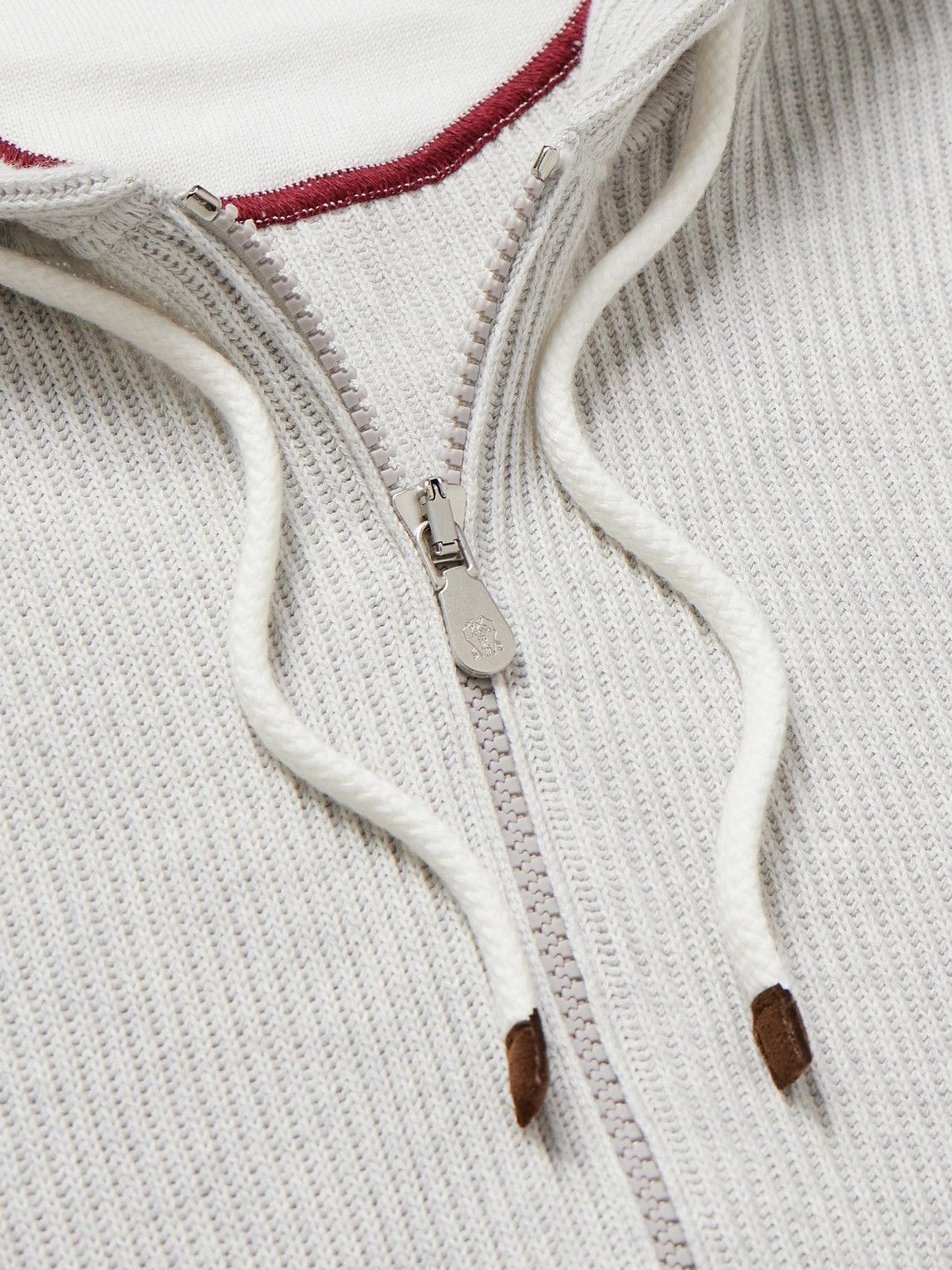 Brunello Cucinelli - Logo-Embroidered Ribbed Cotton Zip-Up