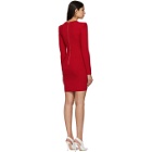 Balmain Red Buttoned Rib Knit Mini Dress