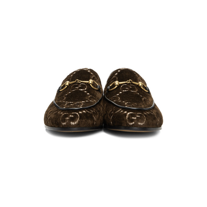 Gucci Brown Velvet GG New Jordaan Loafers