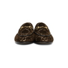Gucci Brown Velvet GG New Jordaan Loafers