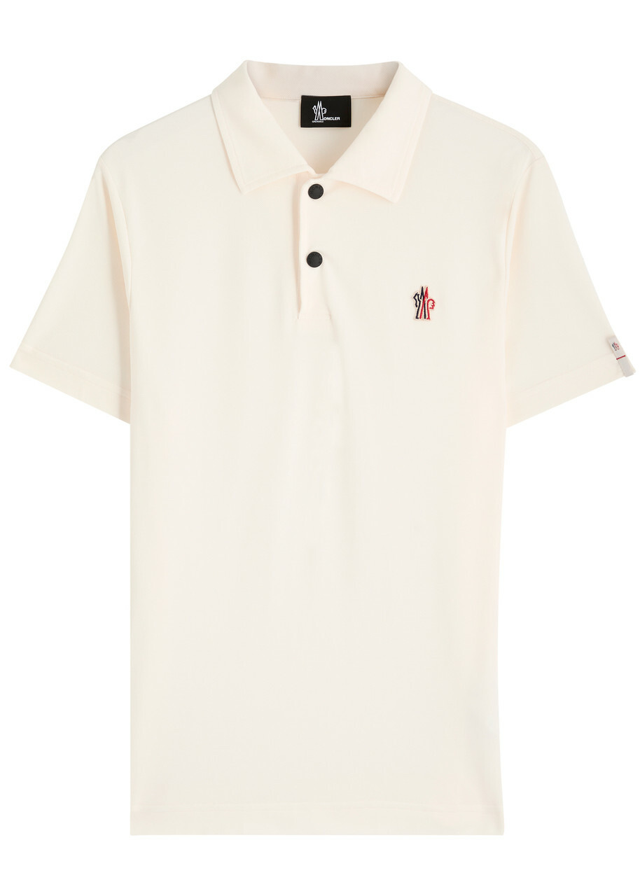 Moncler Grenoble Logo-appliqué Woven Polo Shirt Cream