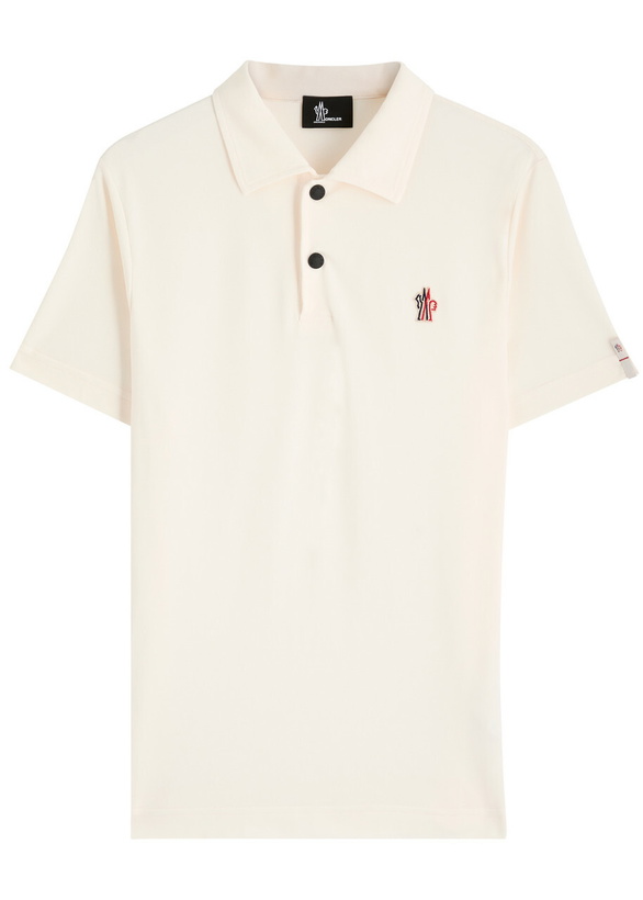 Photo: Moncler Grenoble Logo-appliqué Woven Polo Shirt Cream