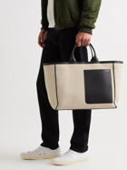 Valextra - Leather-Trimmed Canvas Tote Bag