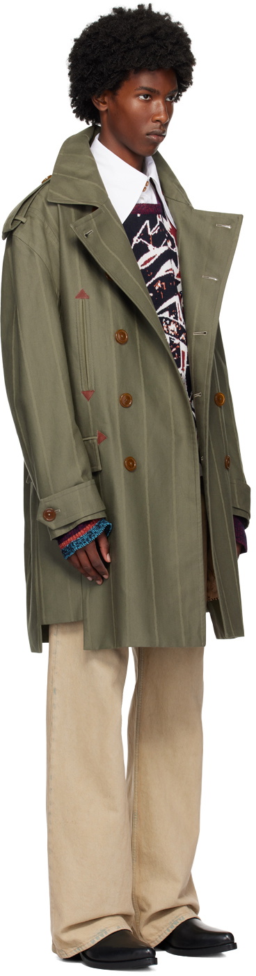 Vivienne Westwood コート　オリーブ　グリーン Vivienne Westwood Green Stripped Trench Coat Vivienne Westwood
