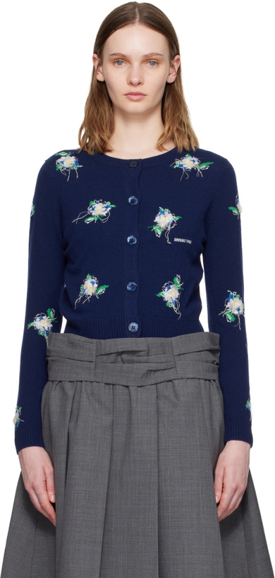 Photo: SHUSHU/TONG Navy Threadwork Knit Cardigan