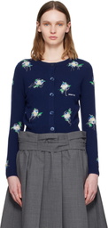 SHUSHU/TONG Navy Threadwork Knit Cardigan