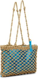 Jil Sander Beige & Blue Tangle Net Tote