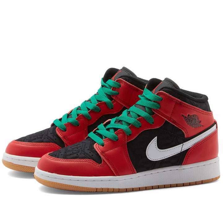 Photo: Air Jordan 1 Mid SE BG Sneakers in Black/Fire Red