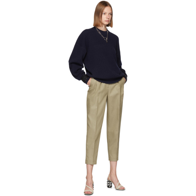 Alexander Wang Navy Crystal Cuff Sweater