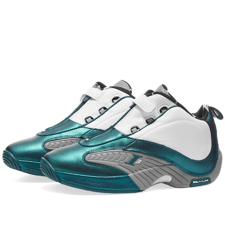 Photo: Reebok Men's Answer IV Sneakers in Deep Teal/White/Mgh Grey