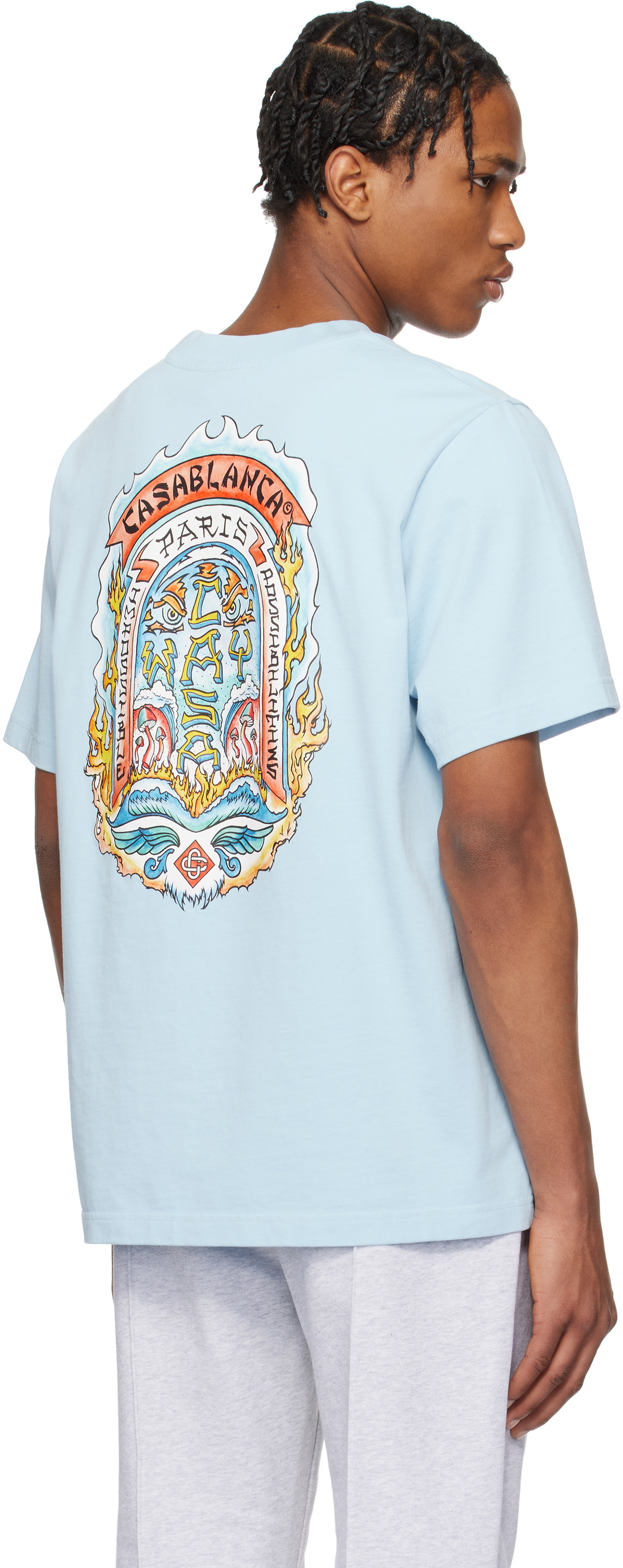 【関税込み】Casablanca ブルー Casa Way Skate Tシャツ Casablanca Casa Way Skate T-shirt | Blue | FARFETCH AZ