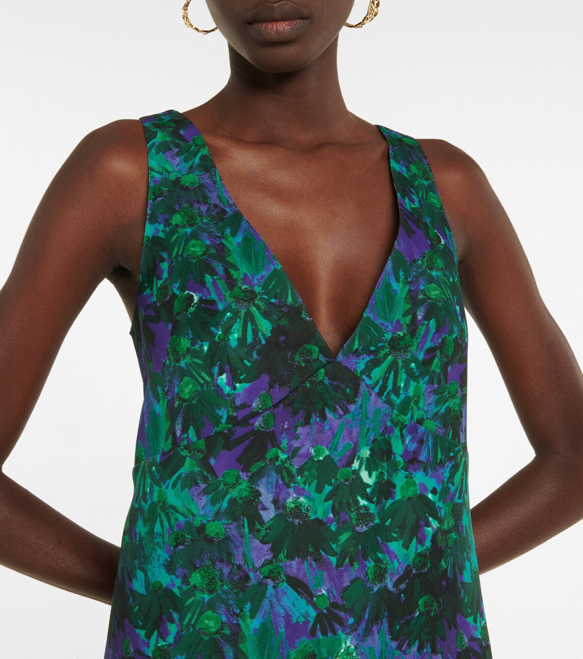 Plan C - Floral twill midi dress
