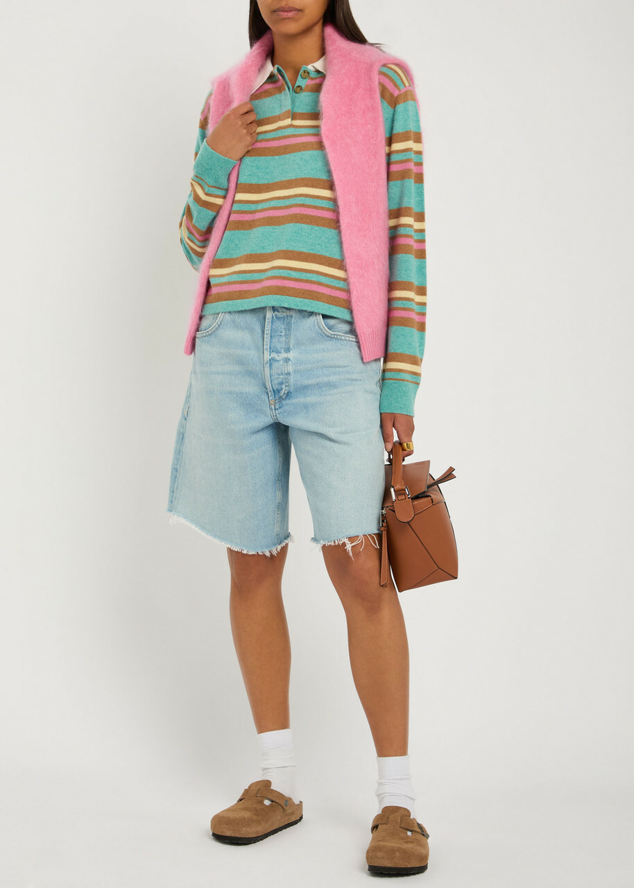 Guest In Residence Striped Cashmere Polo top Stripe