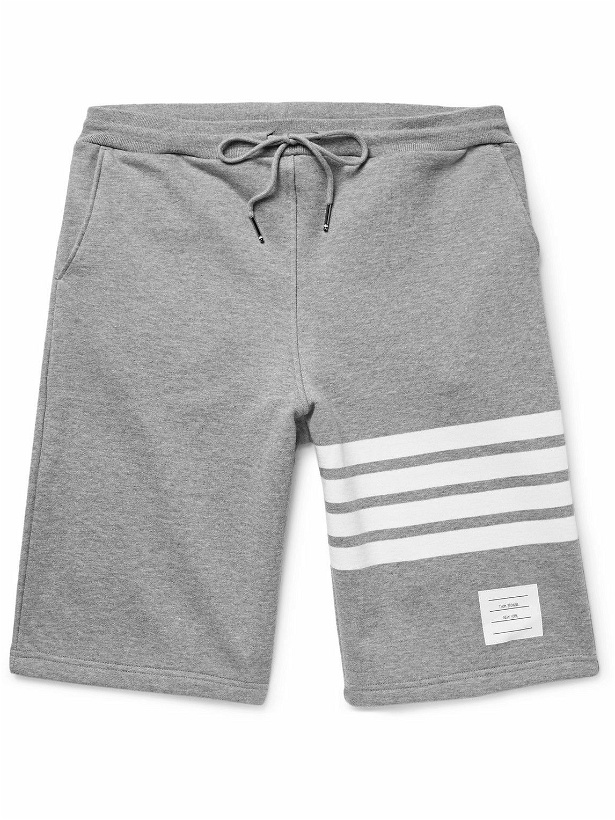 Photo: Thom Browne - Striped Loopback Cotton-Jersey Shorts - Gray