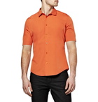 Balenciaga - Fused-Cotton Short Sleeved Shirt - Men - Bright orange