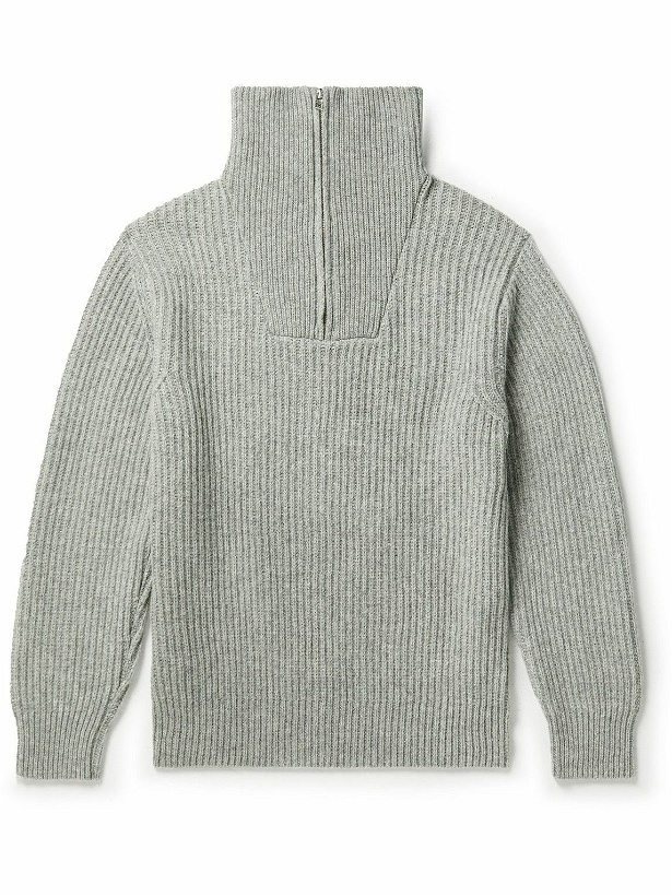 Photo: Folk - Patrice Ribbed Wool-Blend Half-Zip Sweater - Gray