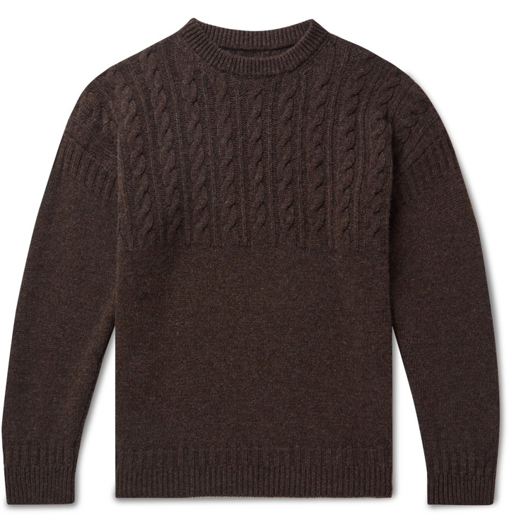 Photo: Kingsman - Cable-Knit Wool and Cashmere-Blend Sweater - Brown