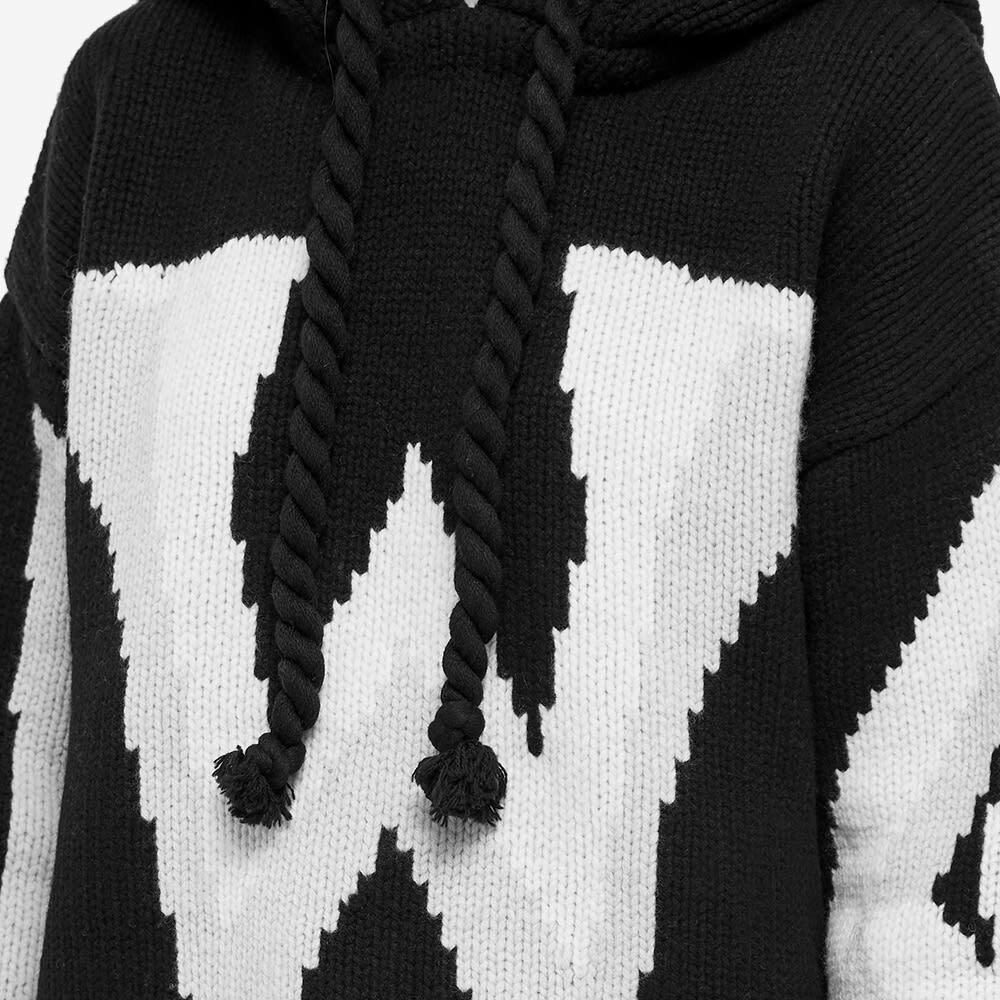 JW Anderson Women's Gothic Logo Chunky Knit Hoody in Black/Off