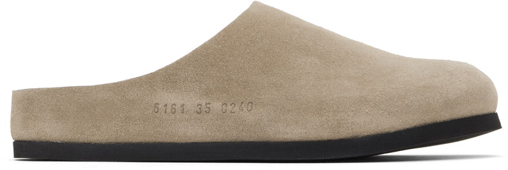 Photo: Common Projects Taupe Suede Slip-on Loafers