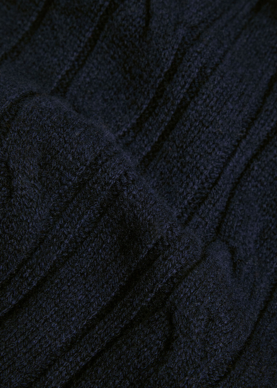 John Smedley Wooton Cable-knit Cashmere and Wool-blend Scarf - Navy - One Size