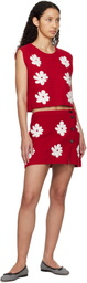 MSGM Red Crocheted Miniskirt