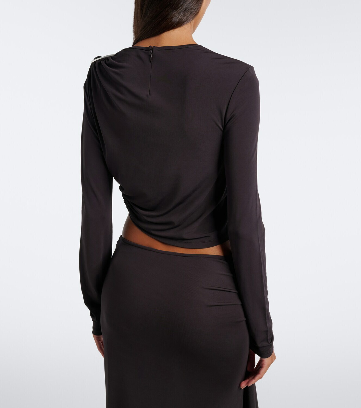 Christopher Esber Orica Crystal ruched jersey crop top