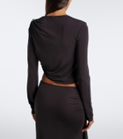 Christopher Esber Orica Crystal ruched jersey crop top