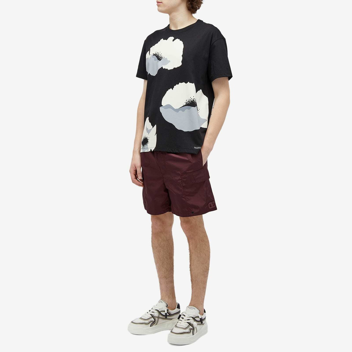 Valentino Men's Icon Logo Swim Shorts in Bordeux