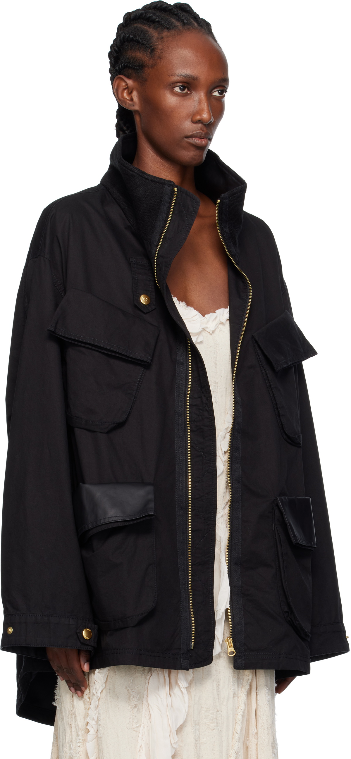 OPEN YY Black Cargo Pocket Field Jacket OPEN YY